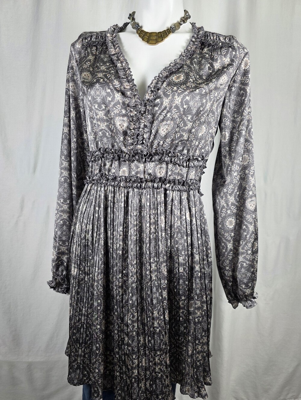 Romantic Boho Prairie Dress – Women’s Size Medium – Floral Pleated Cottage